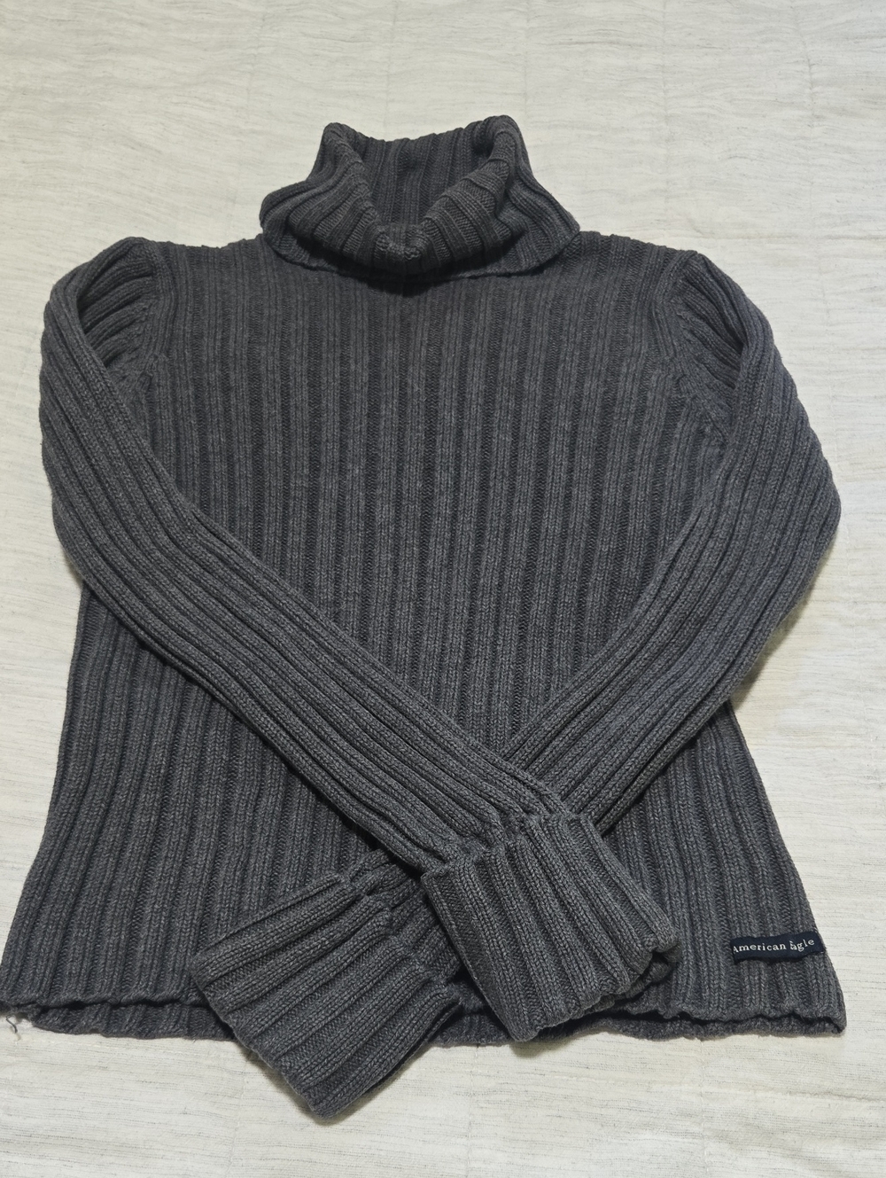 American Eagle Outfitters Dark Charcoal Ribbed Turtleneck Sweater